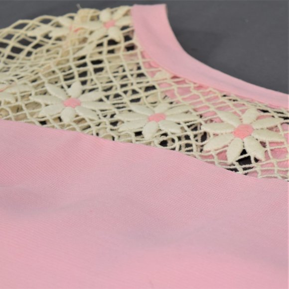 60s Maxi Fish Net Train Evening Gown Prom Dress Barbie Pink Handmade Vintage XS - Picture 16 of 16